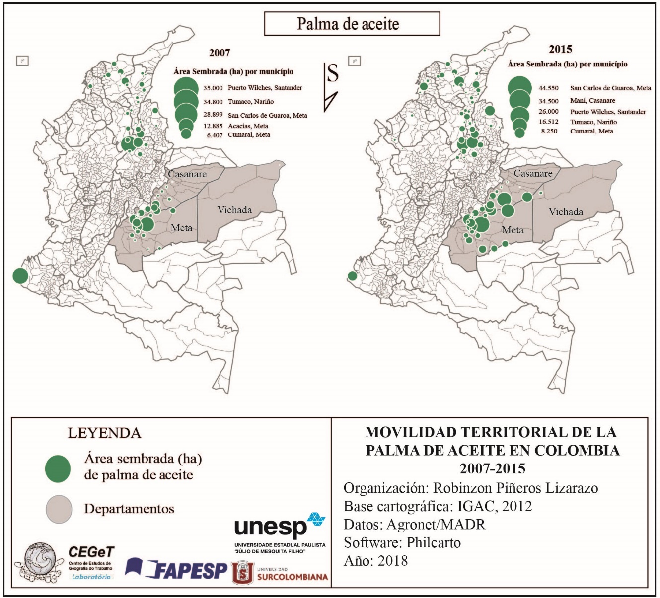 Movilidad territorial de la palma de aceite en Colombia. 2007-2015